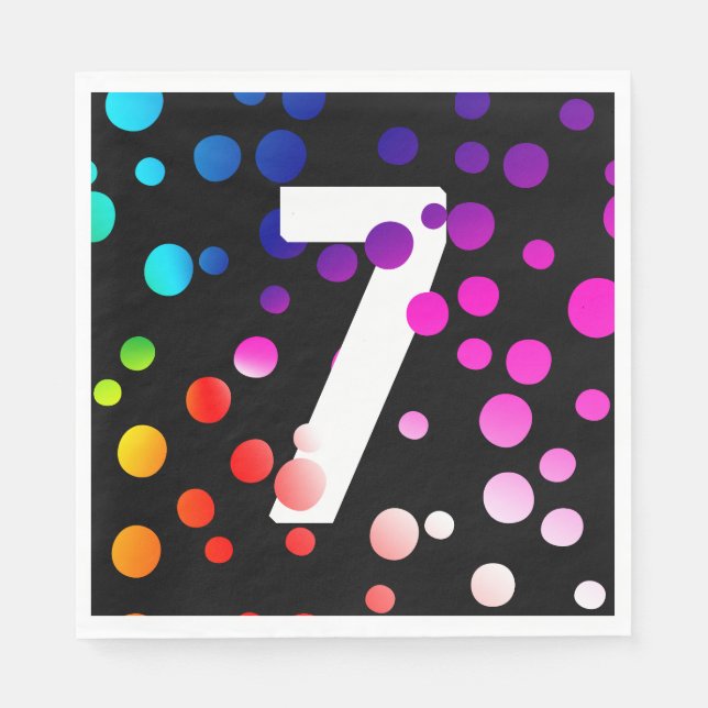 Serviette En Papier 7e Anniversaire Points Arc-en-ciel  (Devant)