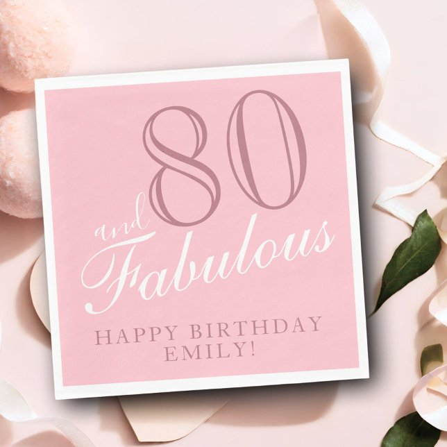 Serviette En Papier 80 et fabuleux élégant Script 80e anniversaire (Créateur téléchargé)
