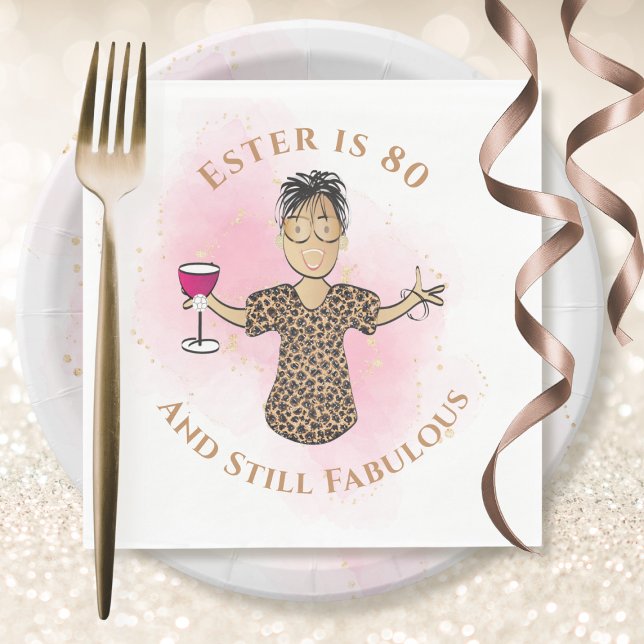 Serviette En Papier 80 et fabuleux Ethnic Gold Rose Femme Anniversaire (Créateur téléchargé)