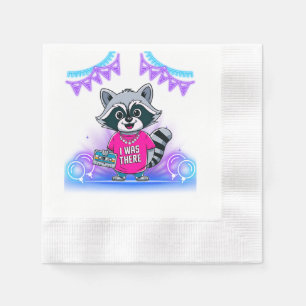Serviette En Papier 80 Musique Lover Raccoon Avec Bande Cassette