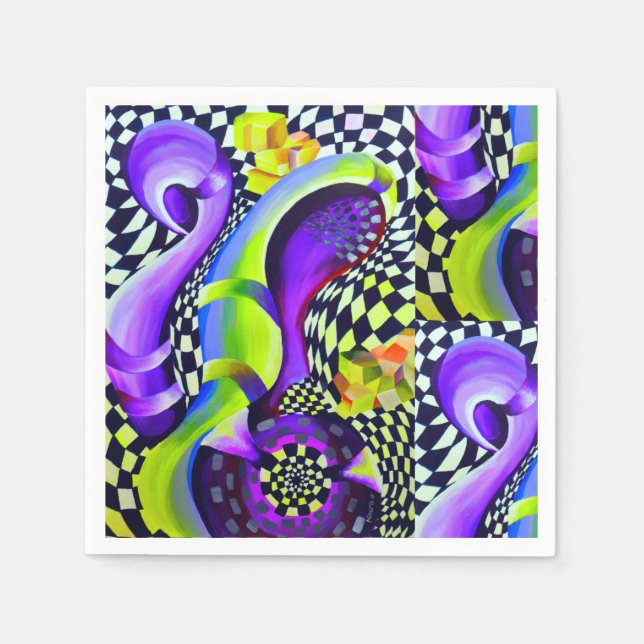 Serviette En Papier 80 s Art Deco Geometric Pattern (Devant)