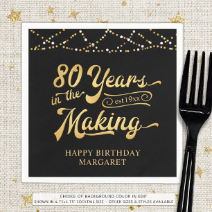 Serviette En Papier 80e anniversaire 80 ans rétro dans les lumières