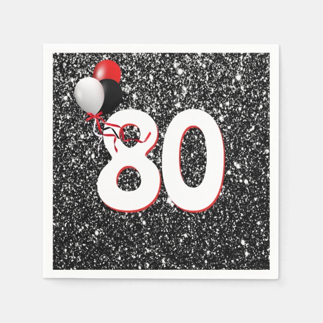Serviette En Papier 80e anniversaire Ballons sur Parties scintillant n (Devant)