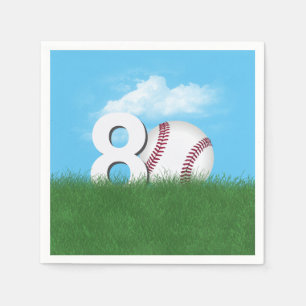 Serviette En Papier 80e Anniversaire Baseball En Herbe Verte