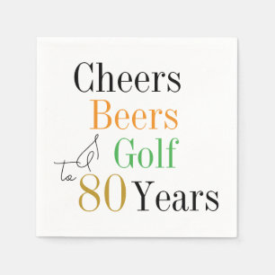 Serviette En Papier 80e anniversaire Cheers Beers Golf Minimal Party