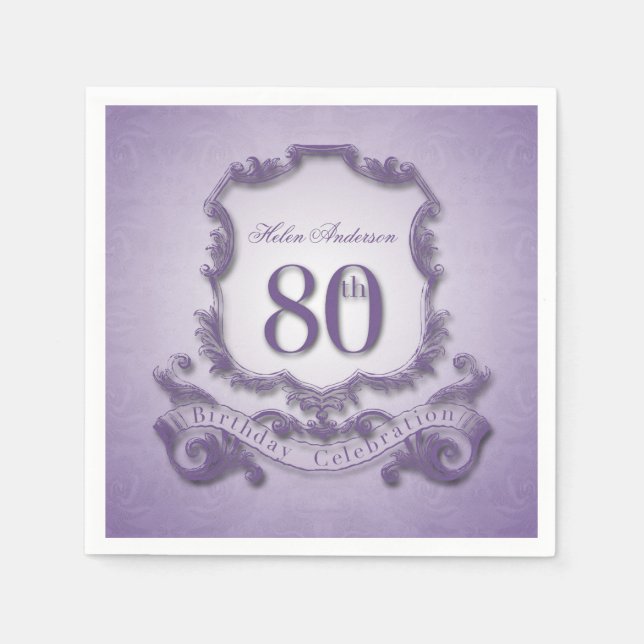 Serviette En Papier 80e anniversaire Fête cadre Vintage (Devant)