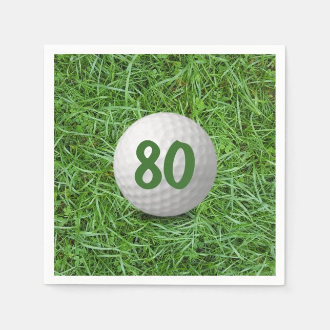Serviette En Papier 80e anniversaire Golf Ball on Grass Napkins (Devant)
