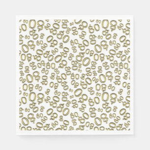 Serviette En Papier 80e anniversaire Numéro de fête Motif or/blanc