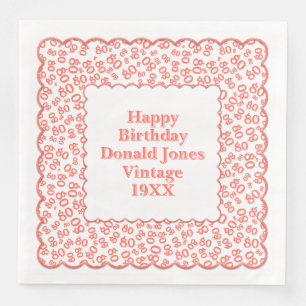 Serviette En Papier 80e anniversaire Numéro Motif St Jacques Corail/Bl