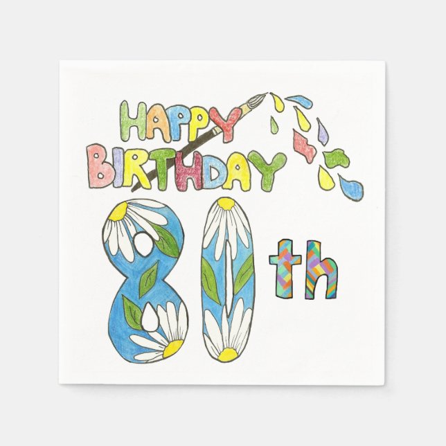 Serviette En Papier 80e anniversaire Papier serviettes (Devant)