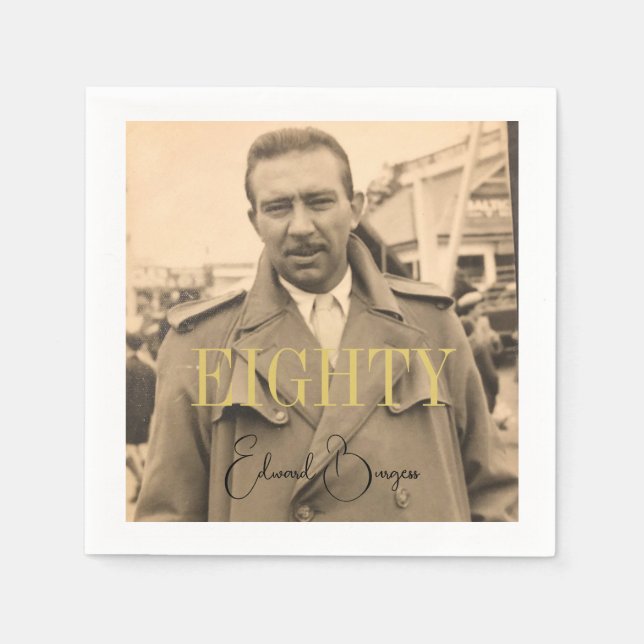 Serviette En Papier 80e anniversaire Photo Homme moderne Anniversaire (Devant)