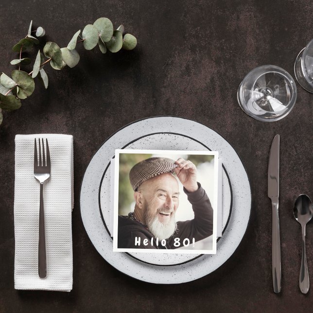 Serviette En Papier 80e anniversaire photo hommes hommes (Créateur téléchargé)