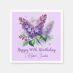 Serviette En Papier 80e anniversaire Purple Lilac Fleurs Printemps