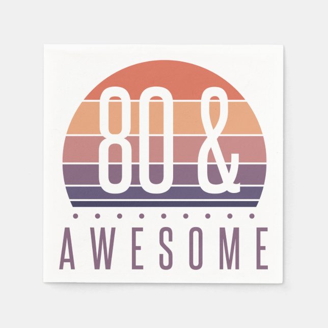 Serviette En Papier 80e anniversaire Retro Sunset (Devant)