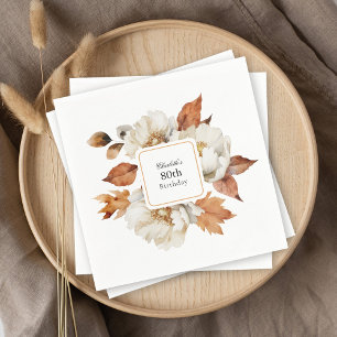 Serviette En Papier 80e anniversaire Rustic Feminine Fall Floral