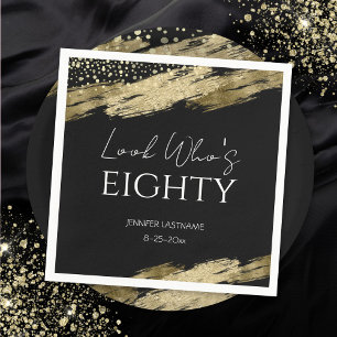 Serviette En Papier 80e Anniversaire Soirée Gold Black Look Qui est