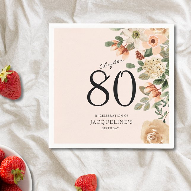 Serviette En Papier 80e anniversaire Vintage Floral (Discover how our elegant personalized 80th Birthday Vintage Floral Napkins can transform your party)