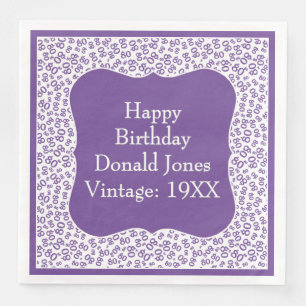 Serviette En Papier 80e anniversaire violet/blanc Motif numéro de supp