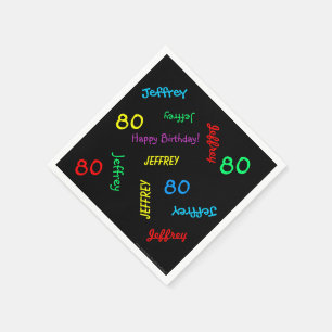 Serviette En Papier 80e fête d'anniversaire Noms répétitifs Papier noi