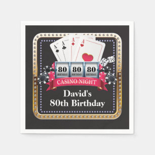 Serviette En Papier 80e Poker carte de jeu Casino Anniversaire serviet