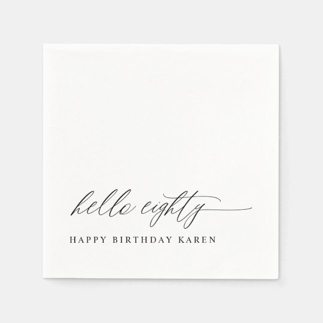 Serviette En Papier 80th Birthday Party Hello 80 Modern Milestone (Devant)