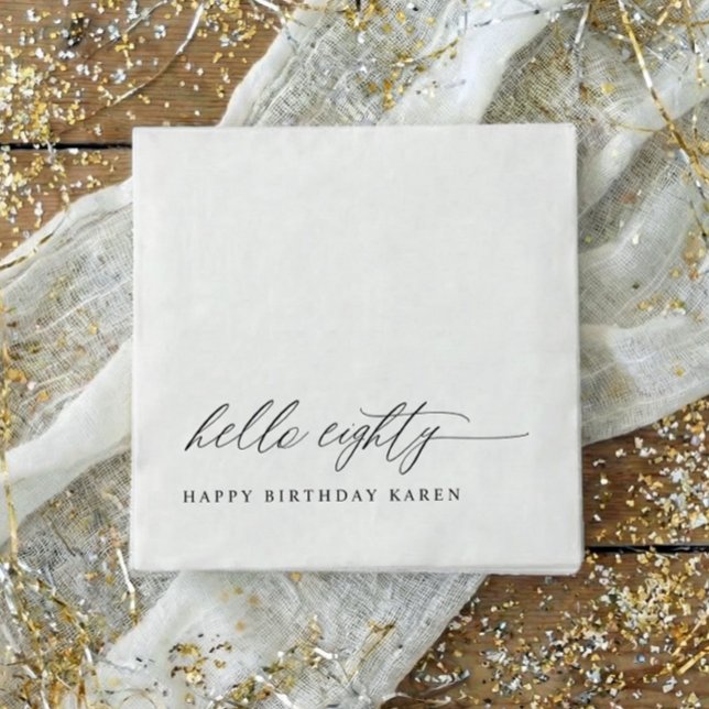 Serviette En Papier 80th Birthday Party Hello 80 Modern Milestone (80th birthday party napkins - modern elegant hello eighty birthday party decor - milestone)