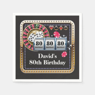 Serviette En Papier 80th Casino Poker carte de jeu Anniversaire servie