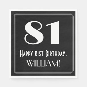 Serviette En Papier 81e anniversaire ~ Art Déco Inspiré Look "81", Nom