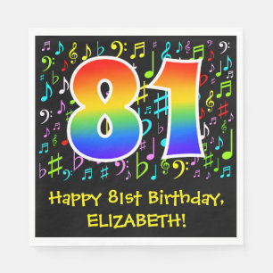 Serviette En Papier 81e anniversaire - Symboles de musique colorée, Ar