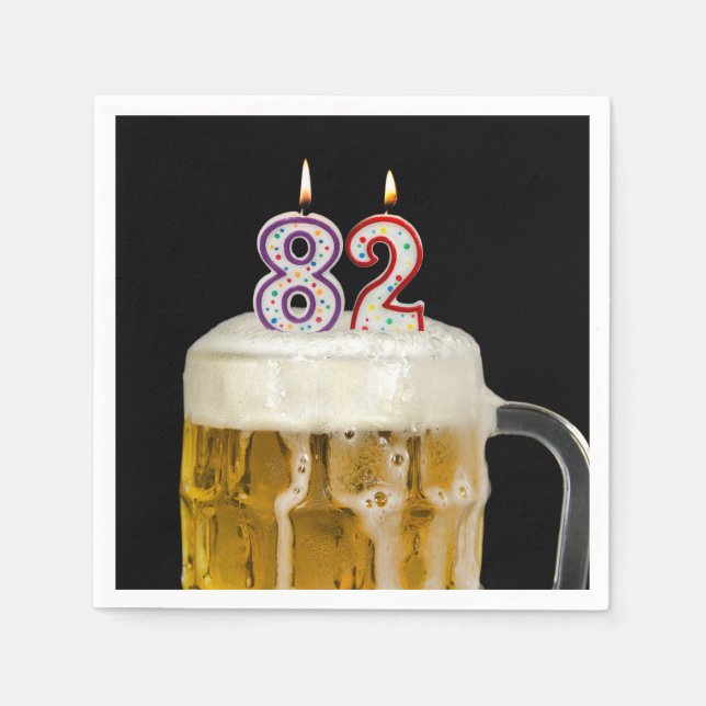 Serviette En Papier 82e Anniversaire Bière en noir (Devant)