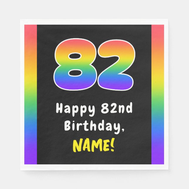 Serviette En Papier 82e anniversaire : Rainbow Spectrum # 82, Nom pers (Devant)