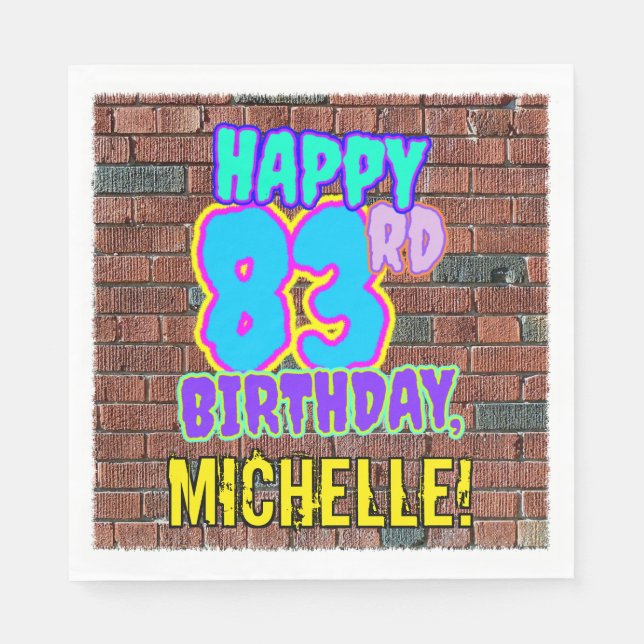 Serviette En Papier 83e anniversaire ~ Amusant, Graffiti urbain inspir (Devant)