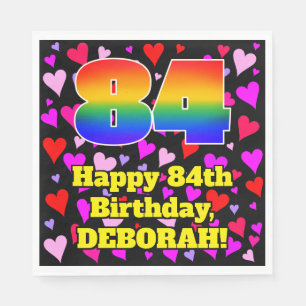 Serviette En Papier 84e anniversaire : Loving Hearts Motif, Arc-en-cie