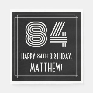 Serviette En Papier 84ème anniversaire : Art Déco Inspiré Look "84" + 