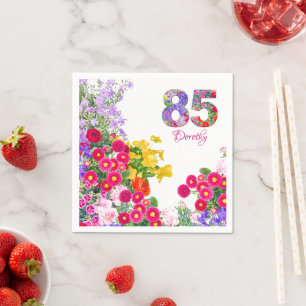 Serviette En Papier 85 Ans Elégant Jardin Floral - 85e Anniversaire