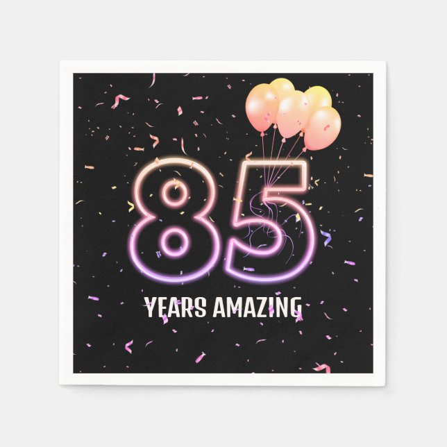 Serviette En Papier 85e anniversaire Balloons et Confetti (Devant)