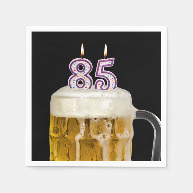 Serviette En Papier 85e anniversaire Bière en noir (Devant)