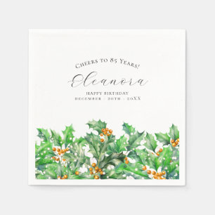 Serviette En Papier 85e anniversaire Décembre Fleur de naissance Holly