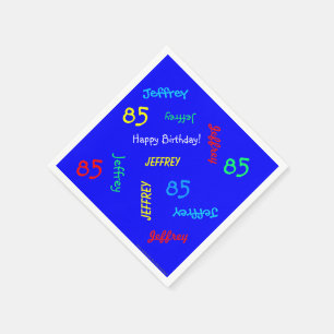 Serviette En Papier 85e Anniversaire des noms répétitifs Papier bleu