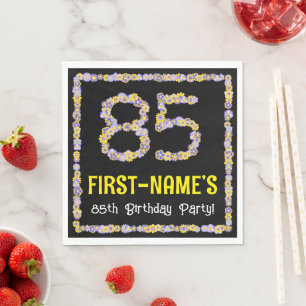 Serviette En Papier 85e anniversaire : Floral Flowers Numéro, Nom pers