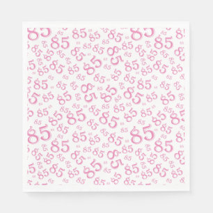 Serviette En Papier 85e anniversaire Numéro de fête Motif rose/blanc