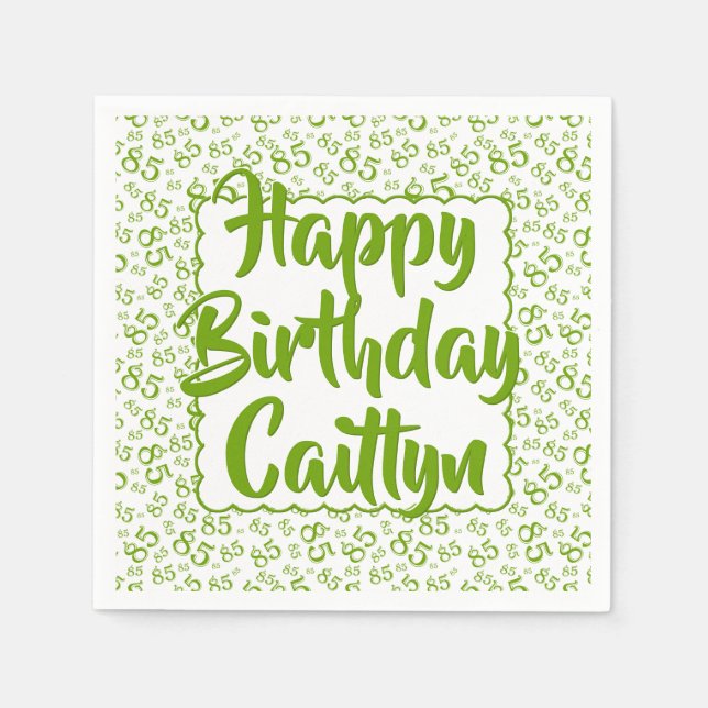 Serviette En Papier 85e anniversaire Random Number Motif Scallop Green (Devant)