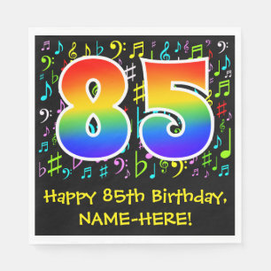 Serviette En Papier 85e anniversaire - Symboles de musique colorée, a