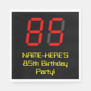 Serviette En Papier 85ème anniversaire : Rouge Digital Clock Style "85