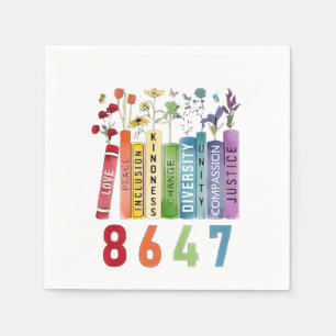 Serviette En Papier 8647 Subtle Anti Trump Anti MAGA 86 47 Floral LGBT