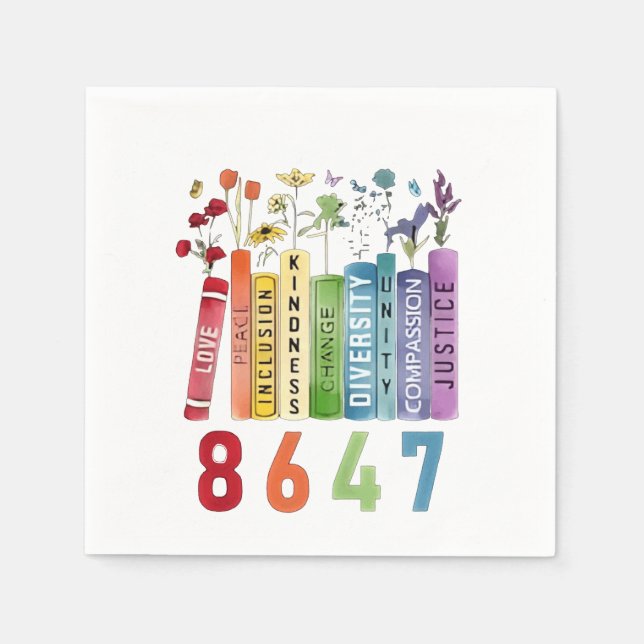 Serviette En Papier 8647 Subtle Anti Trump Anti MAGA 86 47 Floral LGBT (Devant)