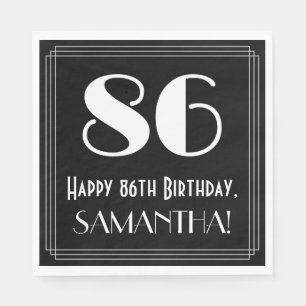 Serviette En Papier 86e anniversaire ~ Art Déco Inspiré Look "86", Nom
