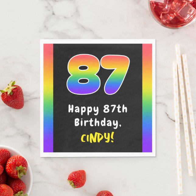 Serviette En Papier 87e anniversaire : Rainbow Spectrum # 87, Nom pers (En situation)