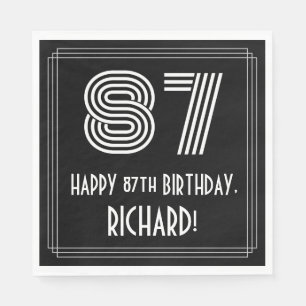 Serviette En Papier 87ème anniversaire : Art Déco Inspiré Look "87" + 