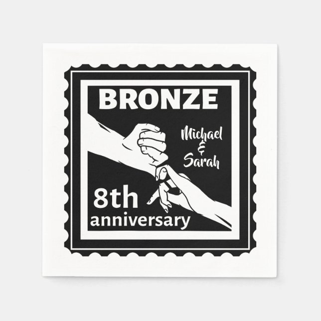 Serviette En Papier 8e anniversaire mariage cadeau traditionnel bronze (Devant)